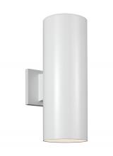 Studio Co. VC 8313802-15 - Outdoor Cylinders transitional 2-light outdoor exterior small wall lantern sconce in white finish wi
